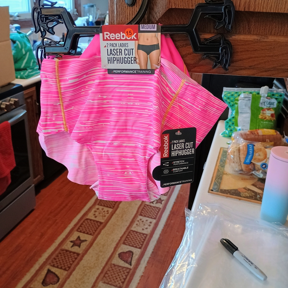 Reebok Pink Laser Cut Hip Hugger You Get 4 Pair Altogether.